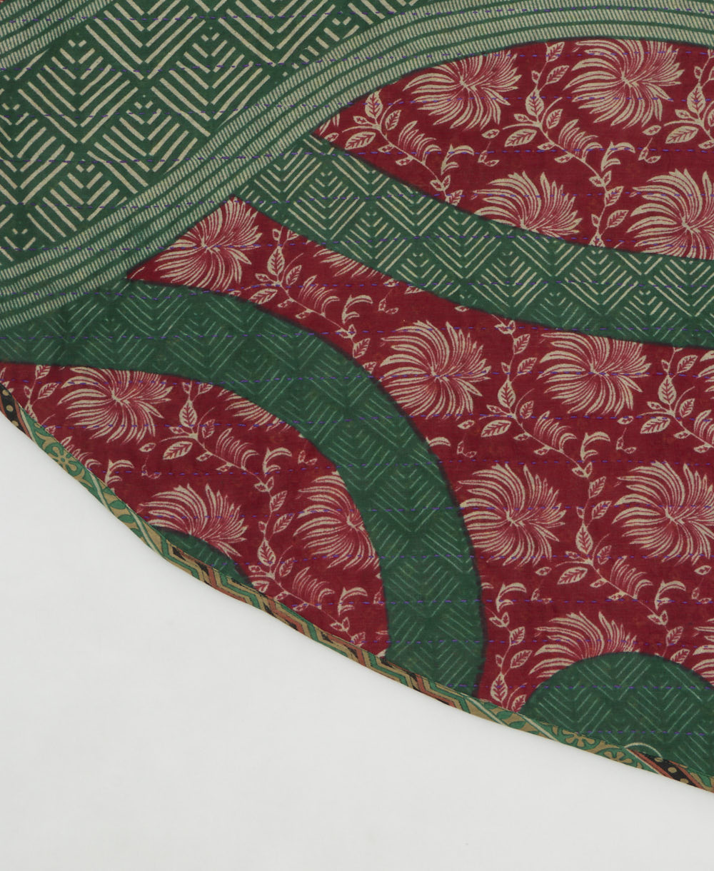 reversible tree skirt made with kantha stitching