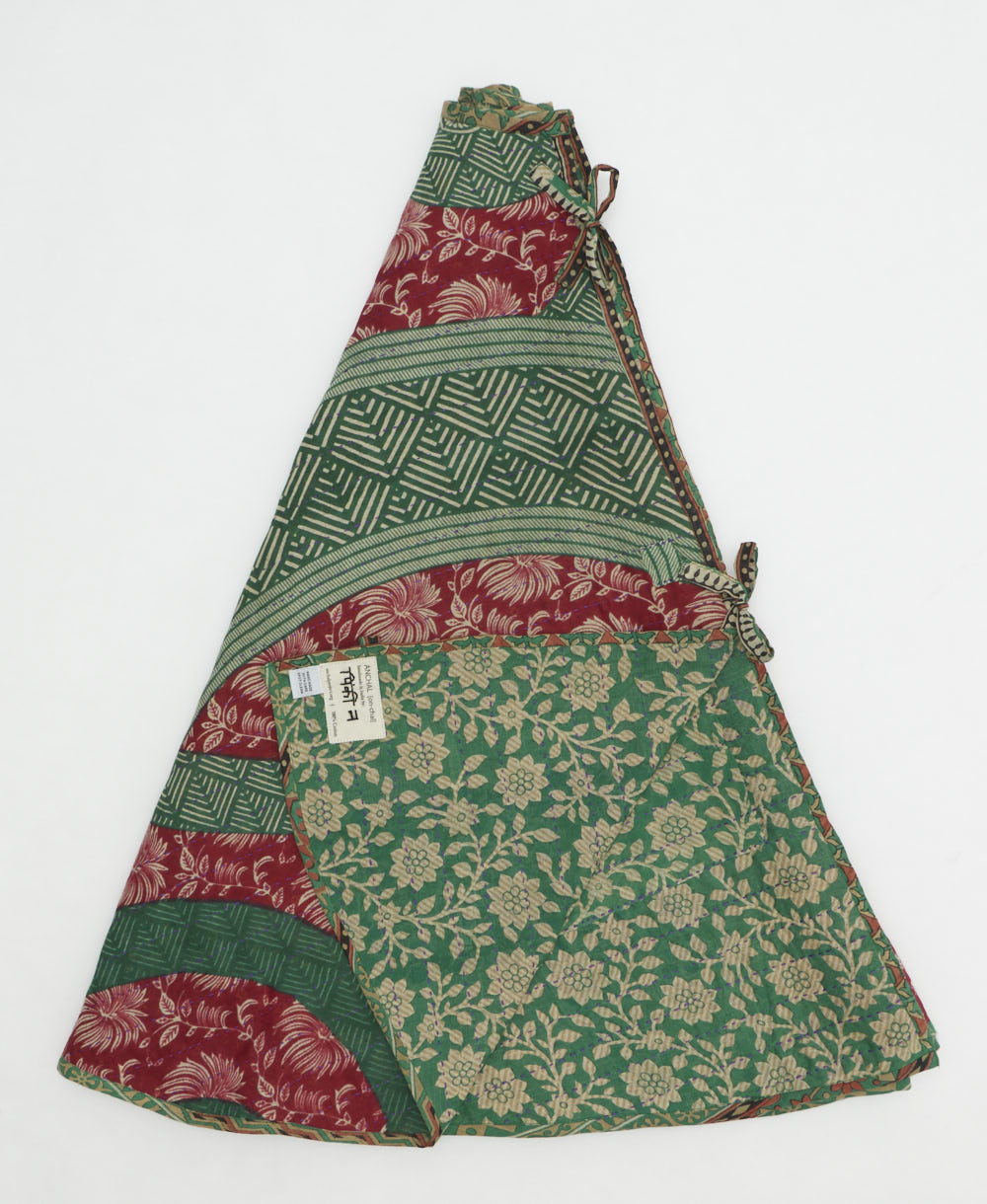 holiday tree skirt made from vintage cotton saris