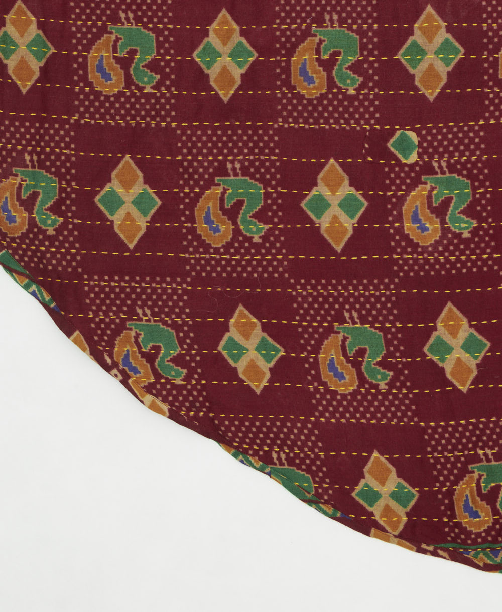 reversible tree skirt made with kantha stitching