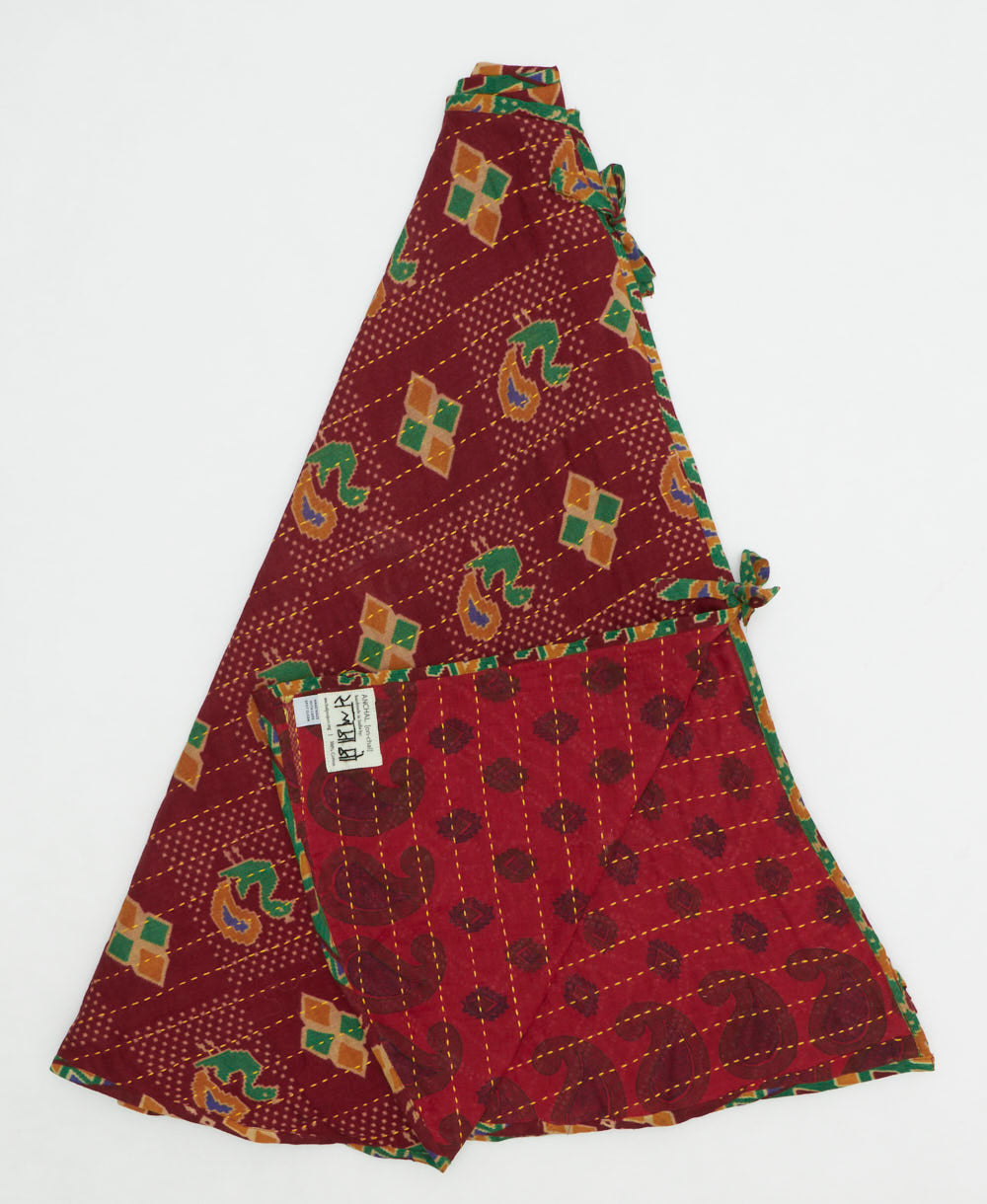holiday tree skirt made from vintage cotton saris