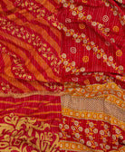 soft king kantha blanket in bright yellow & gold floral made from upcycled vintage cotton saris