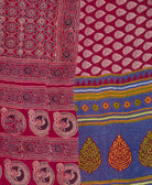 sustainable kantha quilt in king size with magenta purple & white floral pattern made in India