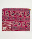 magenta purple & white floral quilted throw in king size handmade in India by Anchal artisans