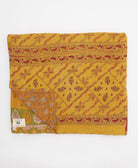 mustard yellow & red floral quilted throw in king size handmade in India by Anchal artisans