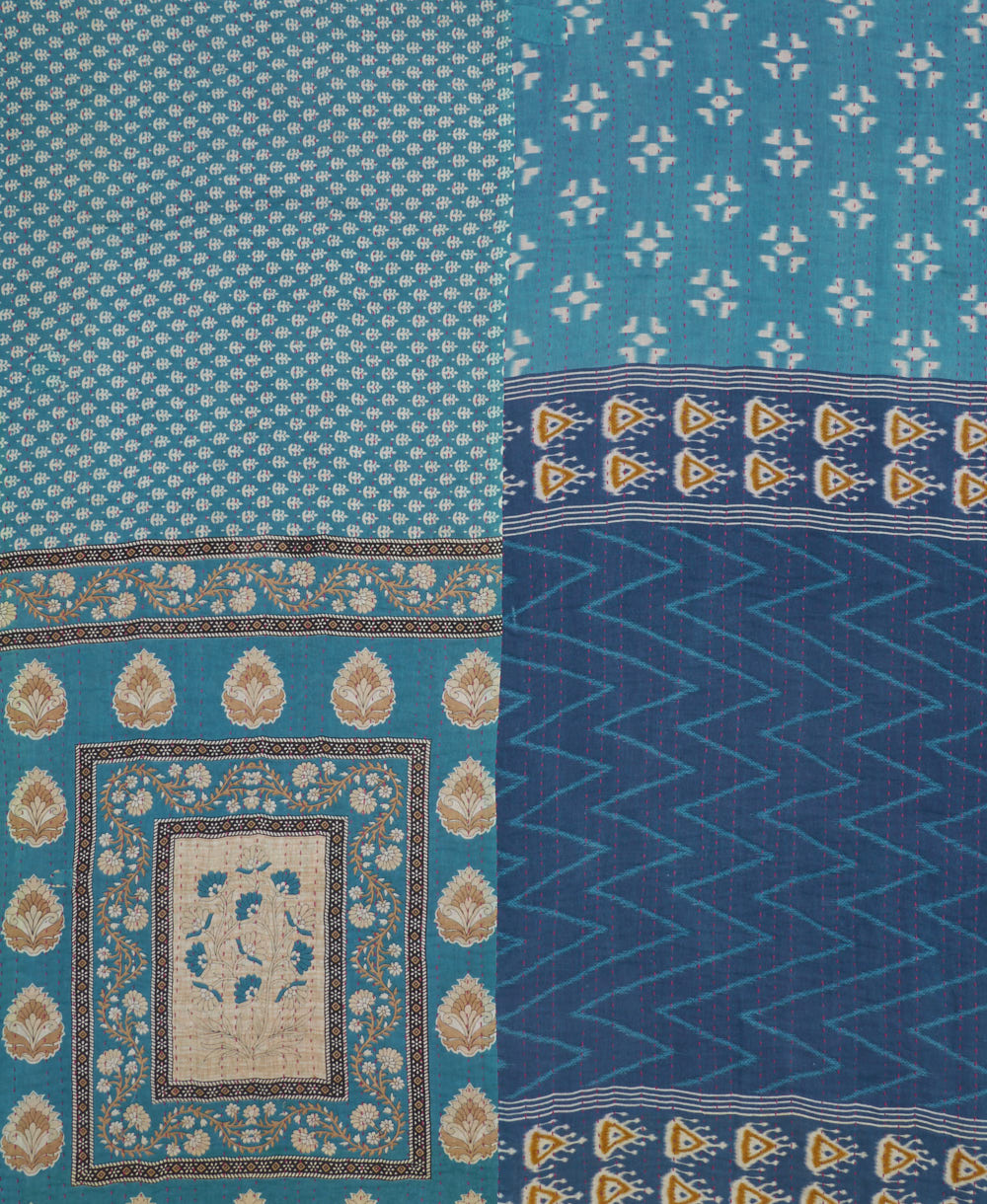 soft king kantha blanket made from upcycled vintage cotton saris