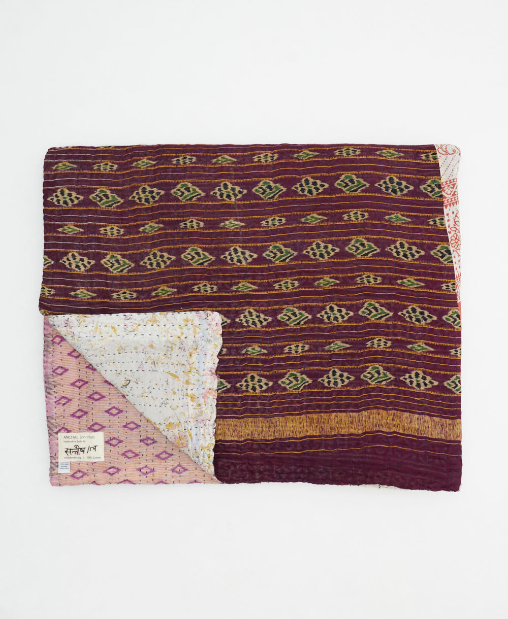 quilted throw in king size handmade in India by Anchal artisans