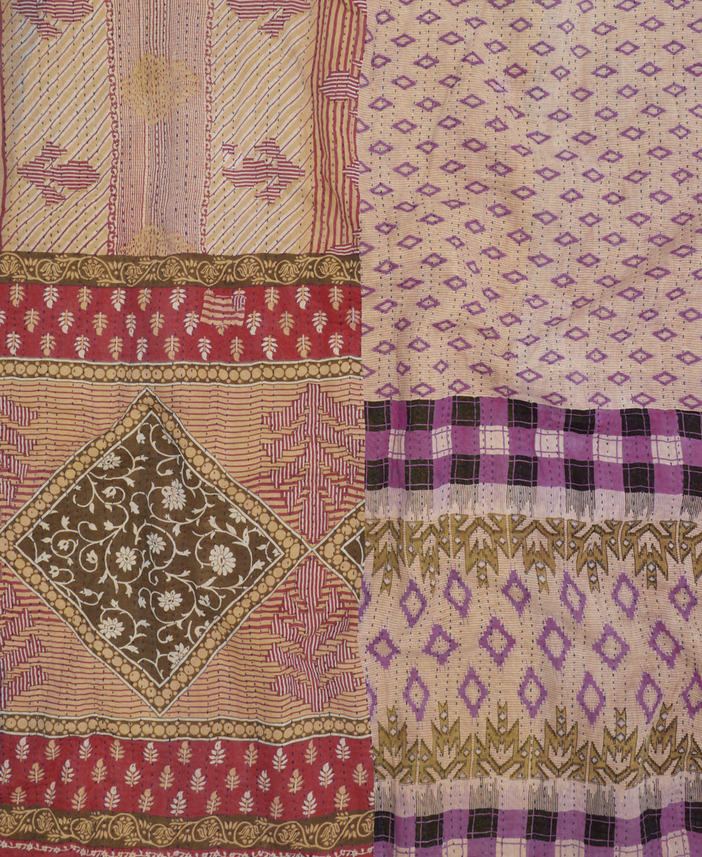 soft king kantha blanket made from upcycled vintage cotton saris