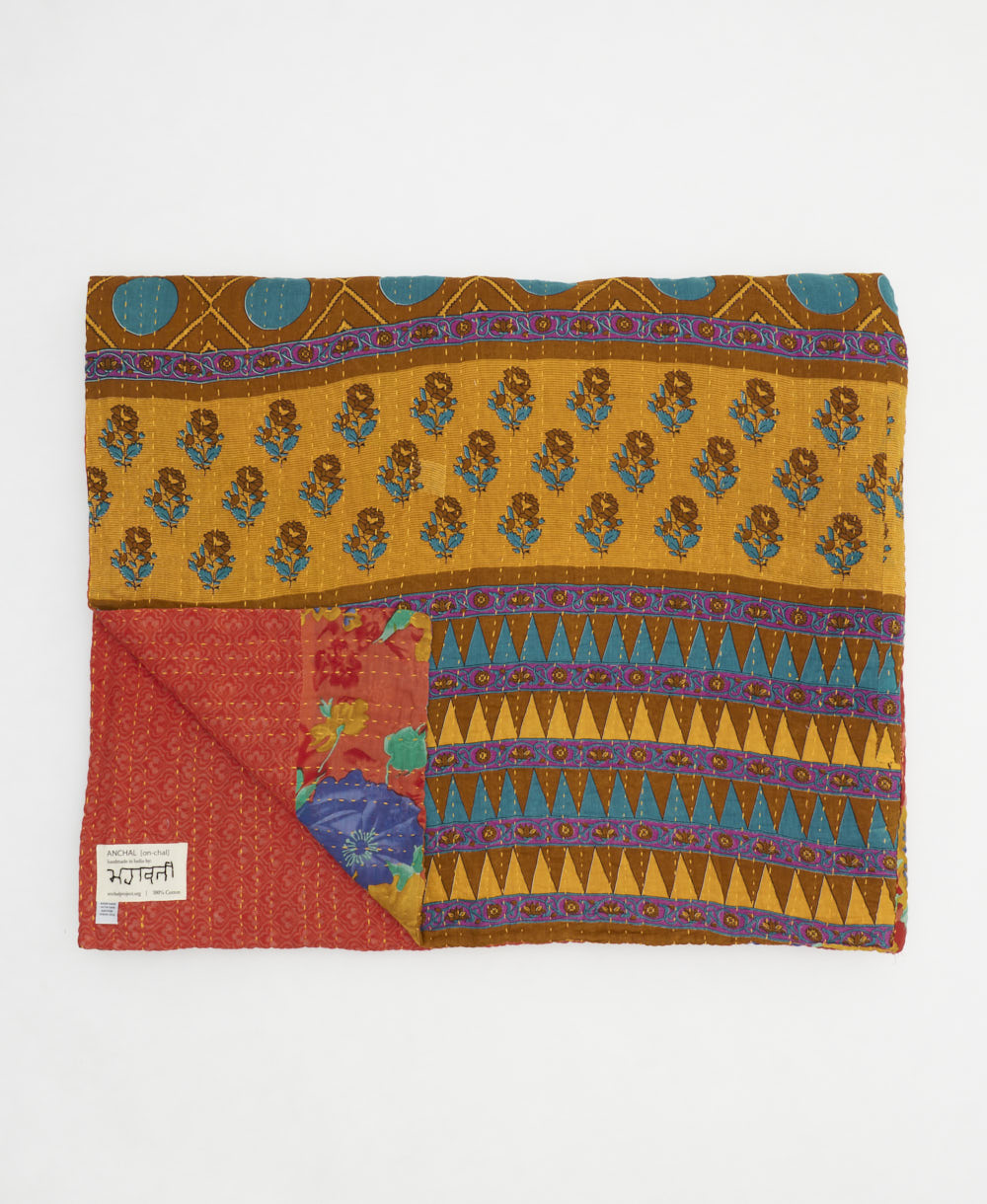 quilted throw in king size handmade in India by Anchal artisans