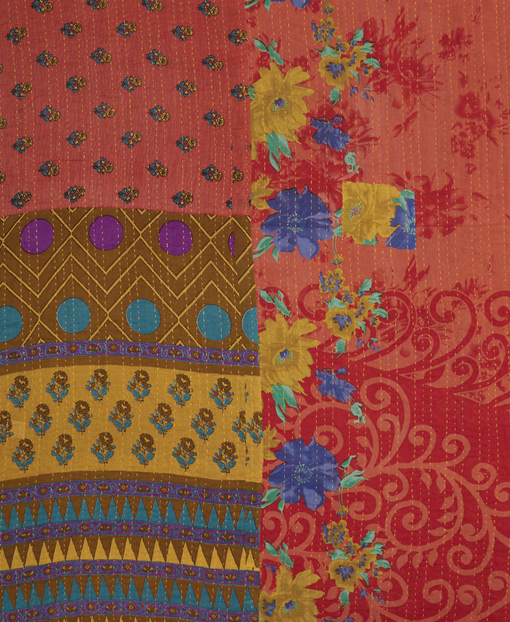 soft king kantha blanket made from upcycled vintage cotton saris