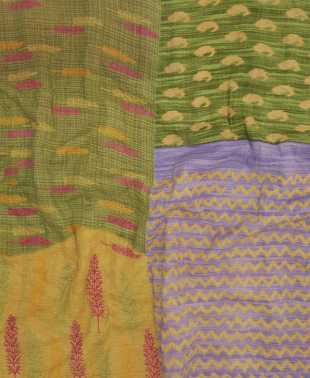 soft king kantha blanket made from upcycled vintage cotton saris