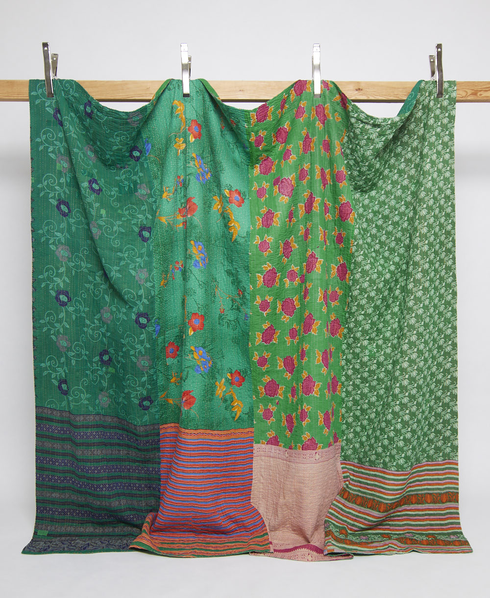 king kantha quilt in a bold pattern handmade in India