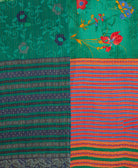 quilted king kantha quilt handmade in India from eco-friendly upcycled vintage cotton saris for a one-of-a-kind quilt