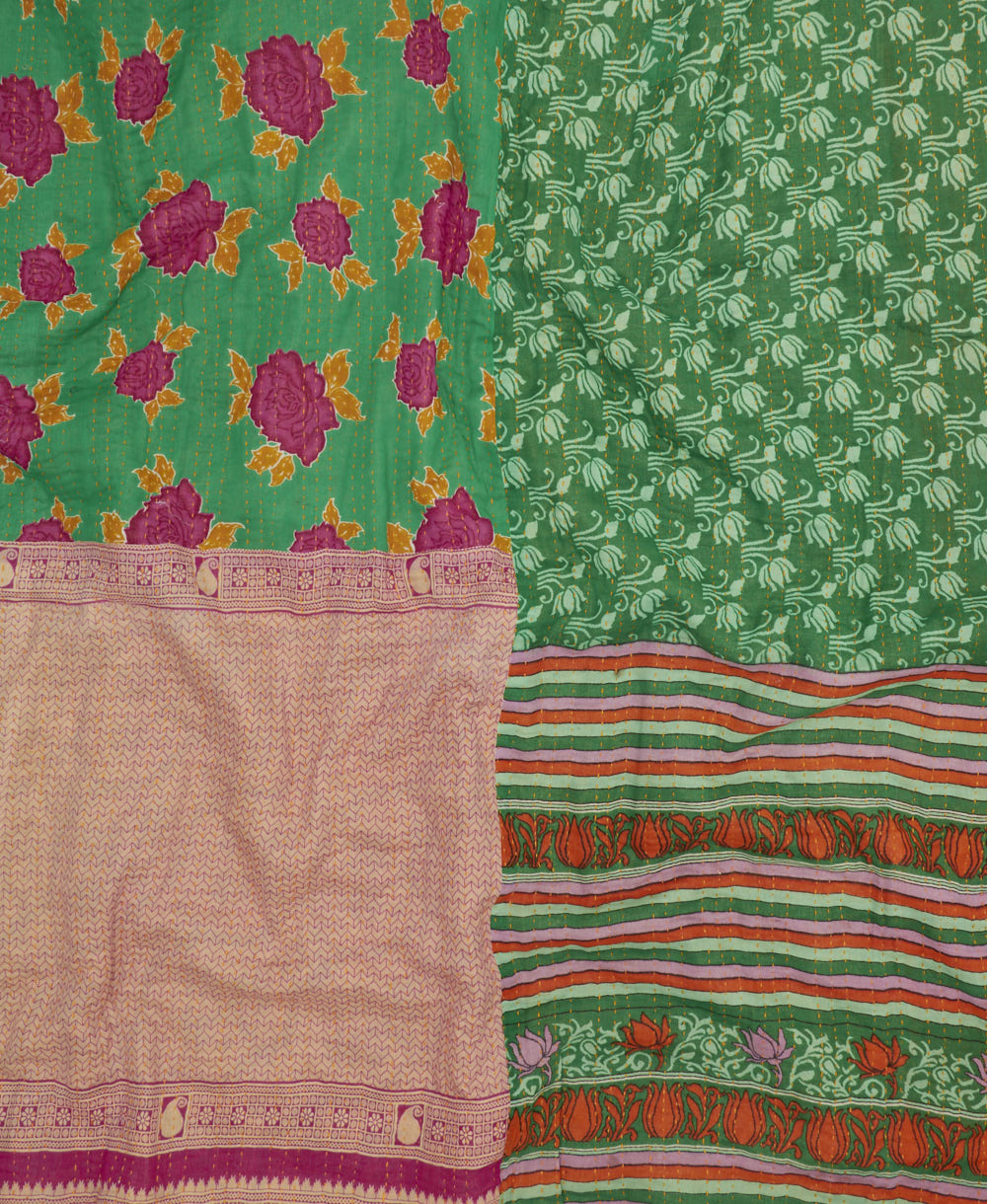 soft king kantha blanket made from upcycled vintage cotton saris