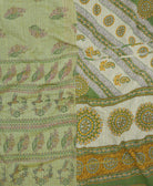 quilted king kantha quilt handmade in India from eco-friendly upcycled vintage cotton saris for a one-of-a-kind quilt