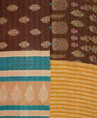 quilted king kantha quilt handmade in India from eco-friendly upcycled vintage cotton saris for a one-of-a-kind quilt