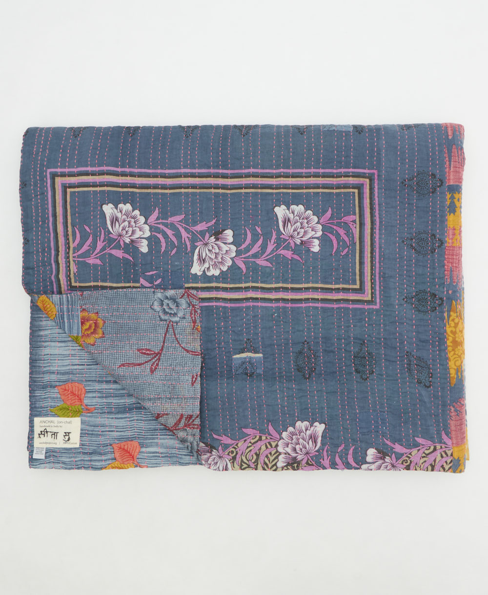 quilted throw in king size handmade in India by Anchal artisans