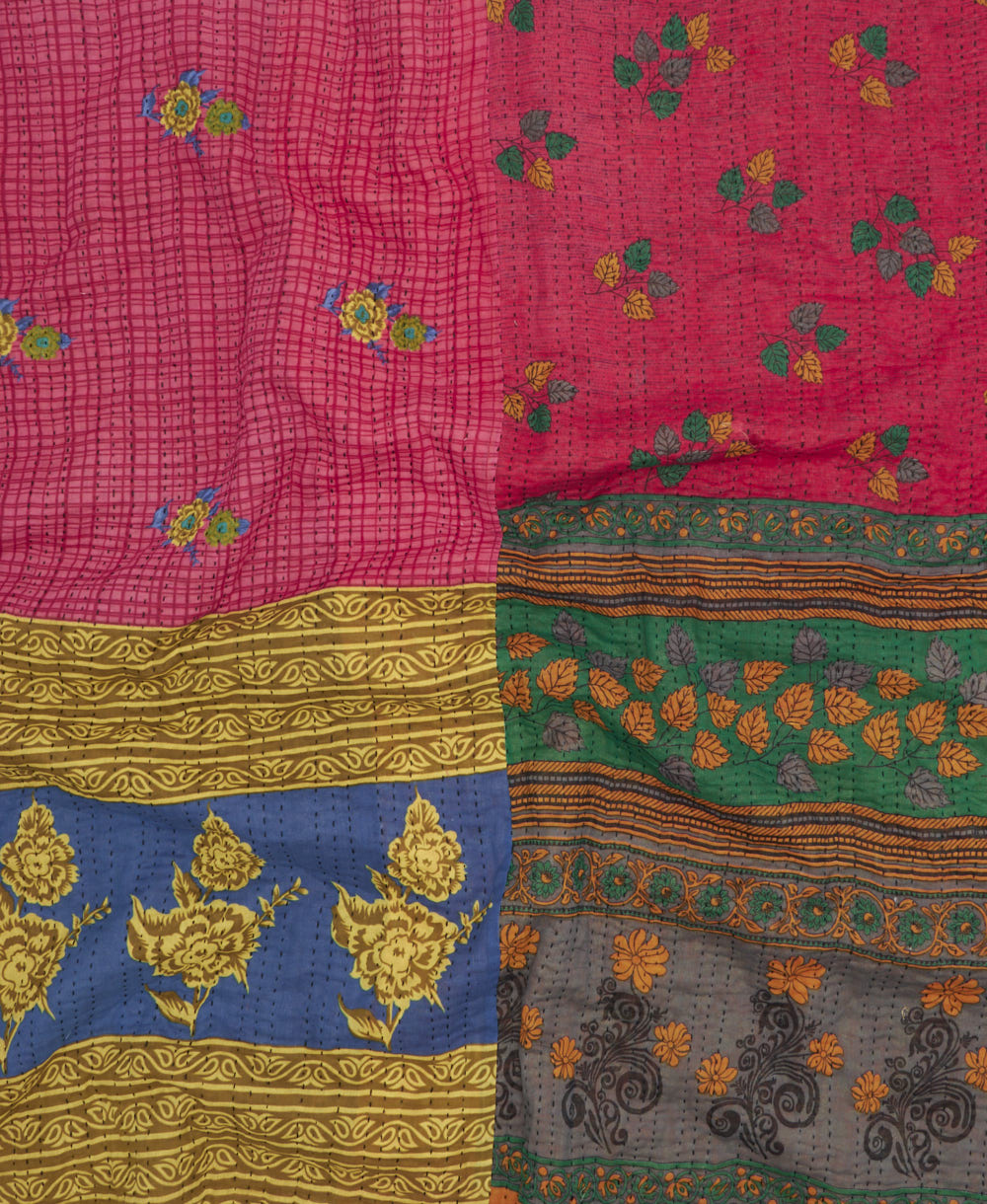 soft king kantha blanket made from upcycled vintage cotton saris