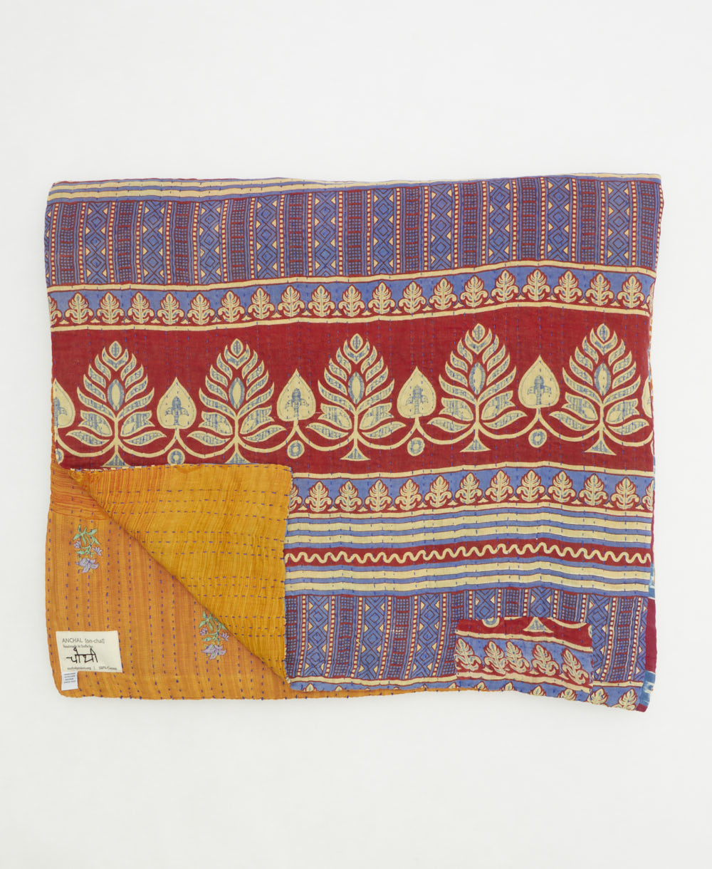 soft king kantha blanket made from upcycled vintage cotton saris