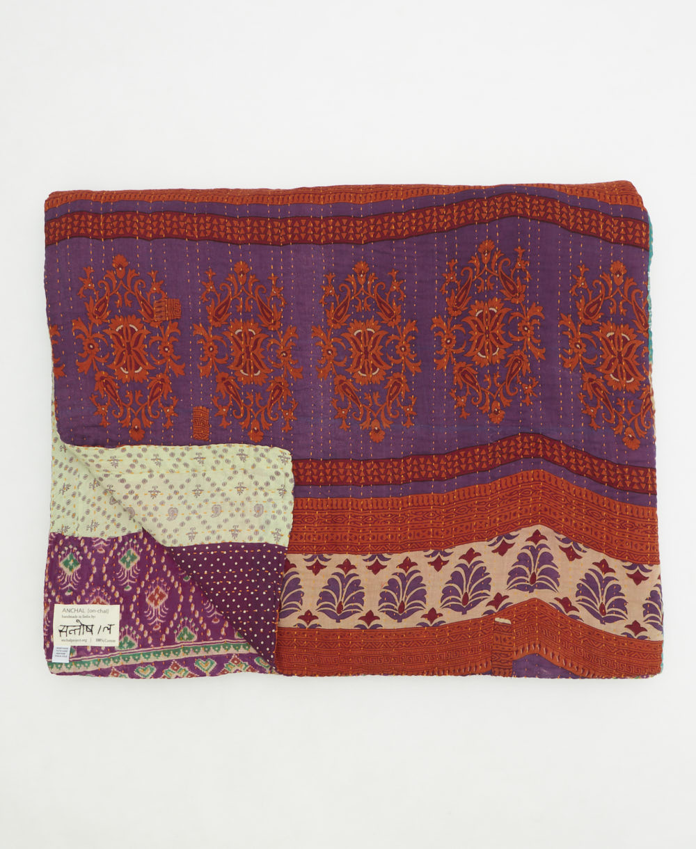 soft king kantha blanket made from upcycled vintage cotton saris