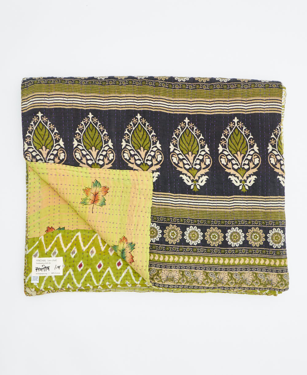 soft king kantha blanket made from upcycled vintage cotton saris