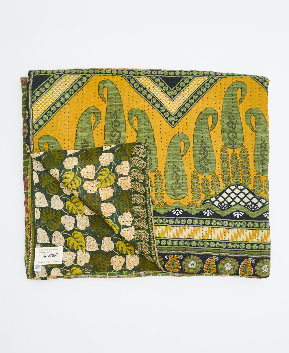 soft king kantha blanket made from upcycled vintage cotton saris