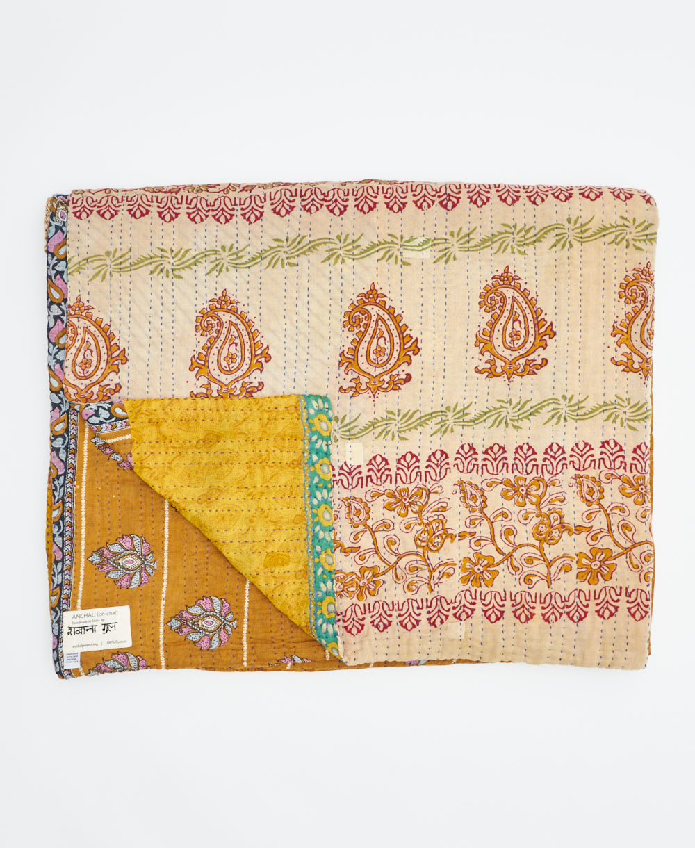soft king kantha blanket made from upcycled vintage cotton saris