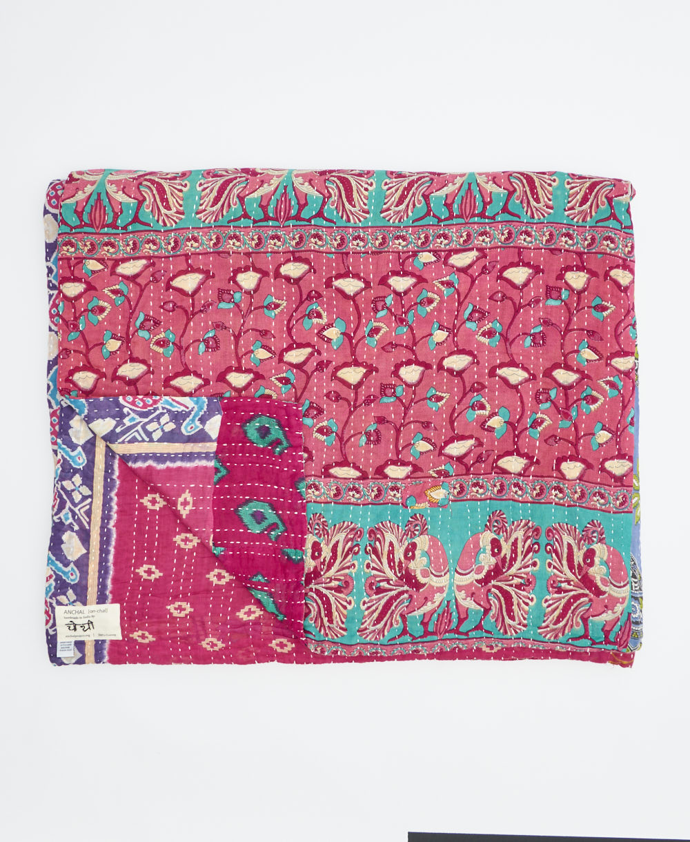 soft king kantha blanket made from upcycled vintage cotton saris