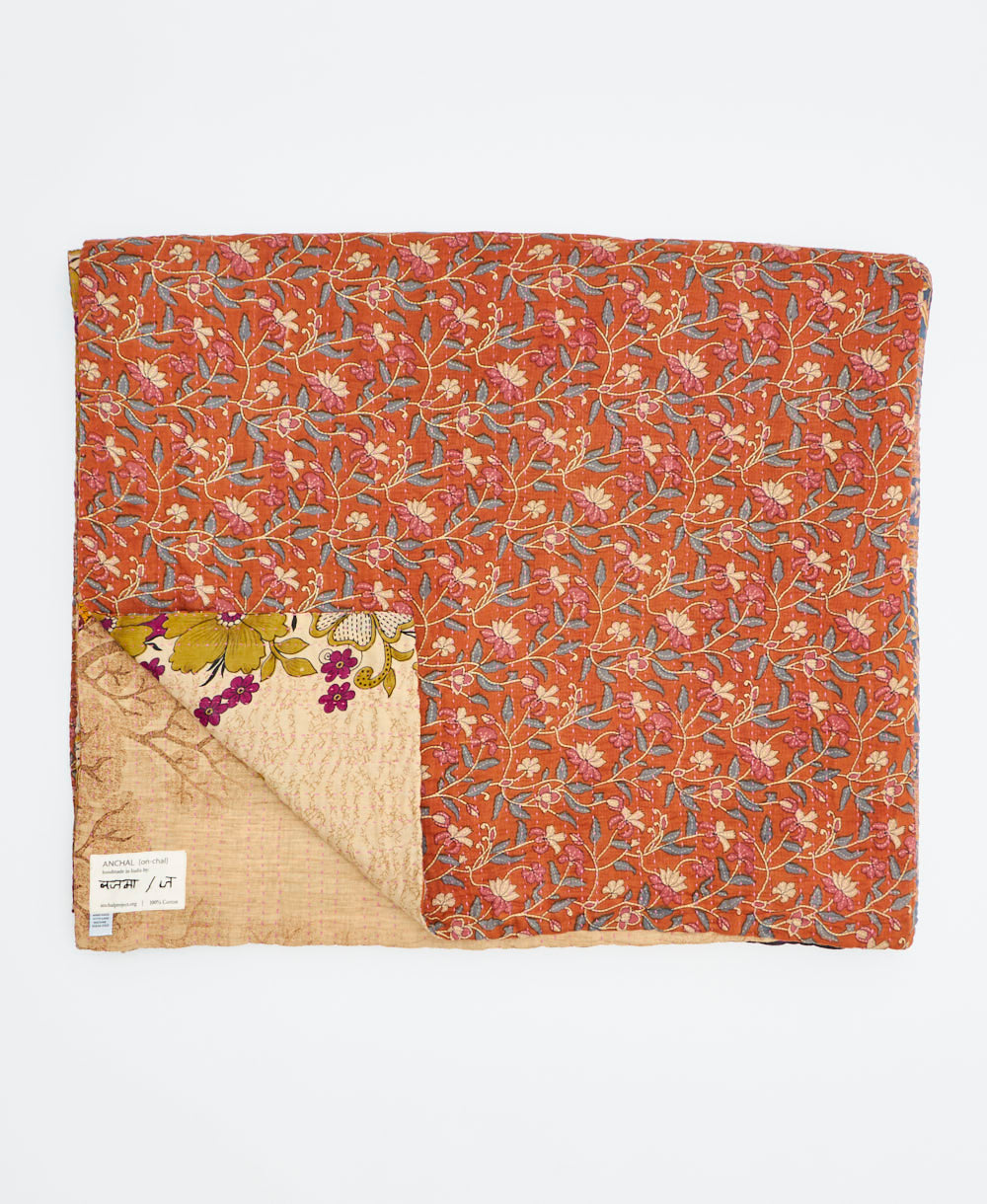 soft king kantha blanket made from upcycled vintage cotton saris