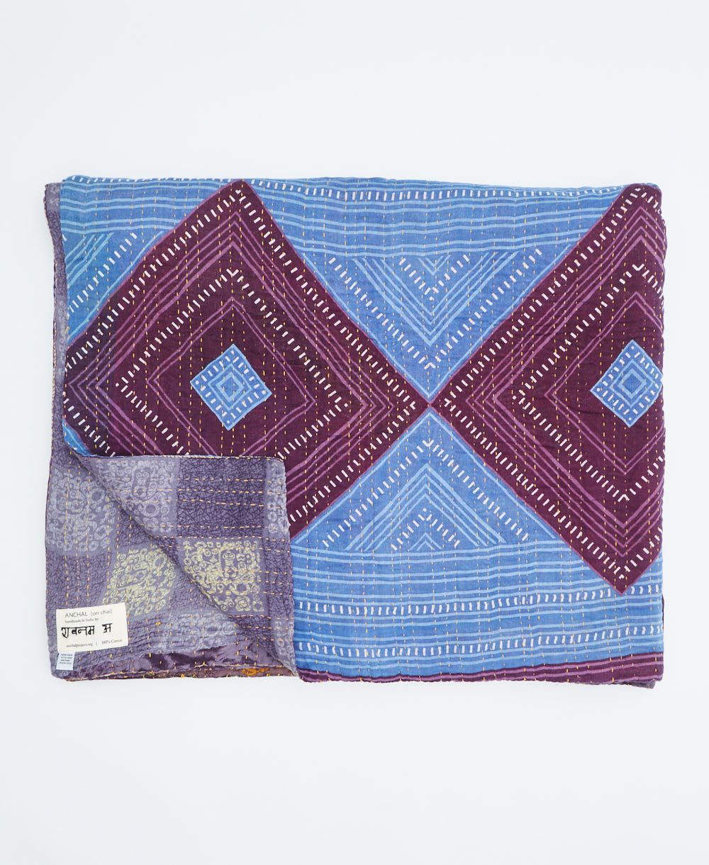 soft king kantha blanket made from upcycled vintage cotton saris