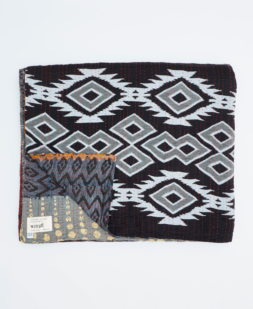 soft king kantha blanket made from upcycled vintage cotton saris