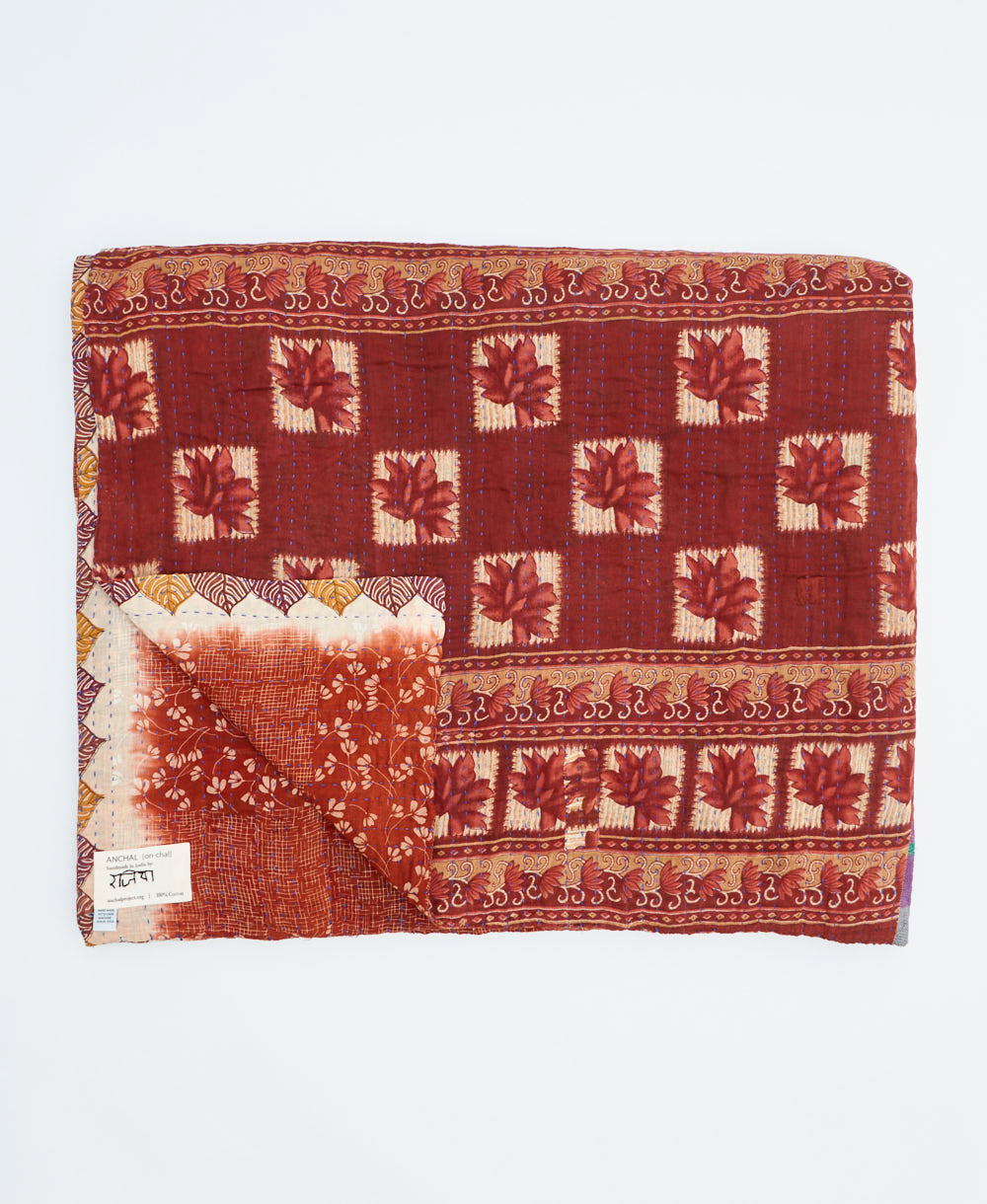 soft king kantha blanket made from upcycled vintage cotton saris