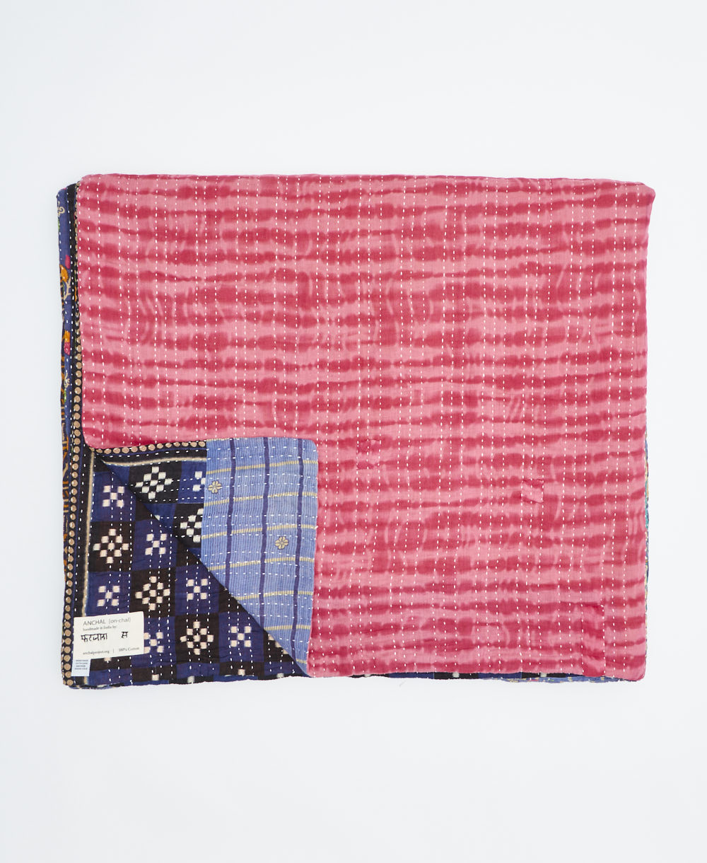soft king kantha blanket made from upcycled vintage cotton saris