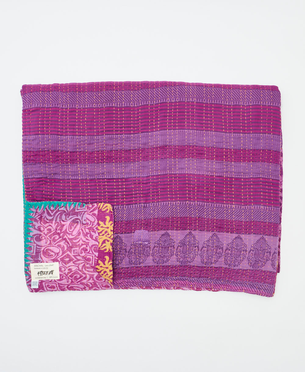 quilted throw in king size handmade in India by Anchal artisans