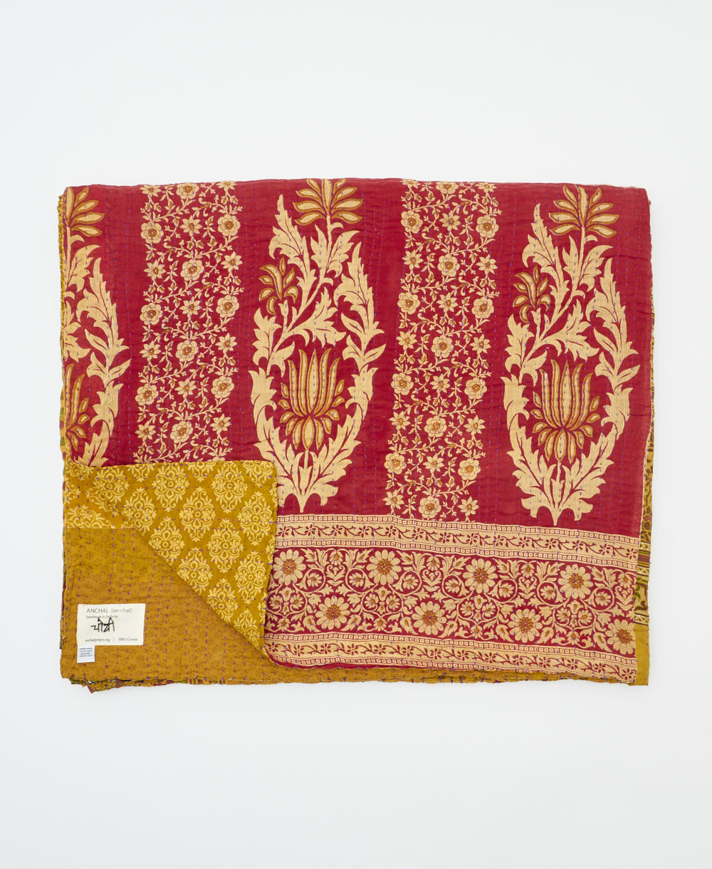 quilted throw in king size handmade in India by Anchal artisans