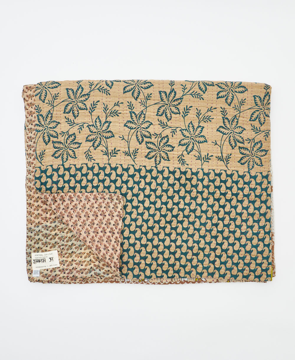 quilted throw in king size handmade in India by Anchal artisans