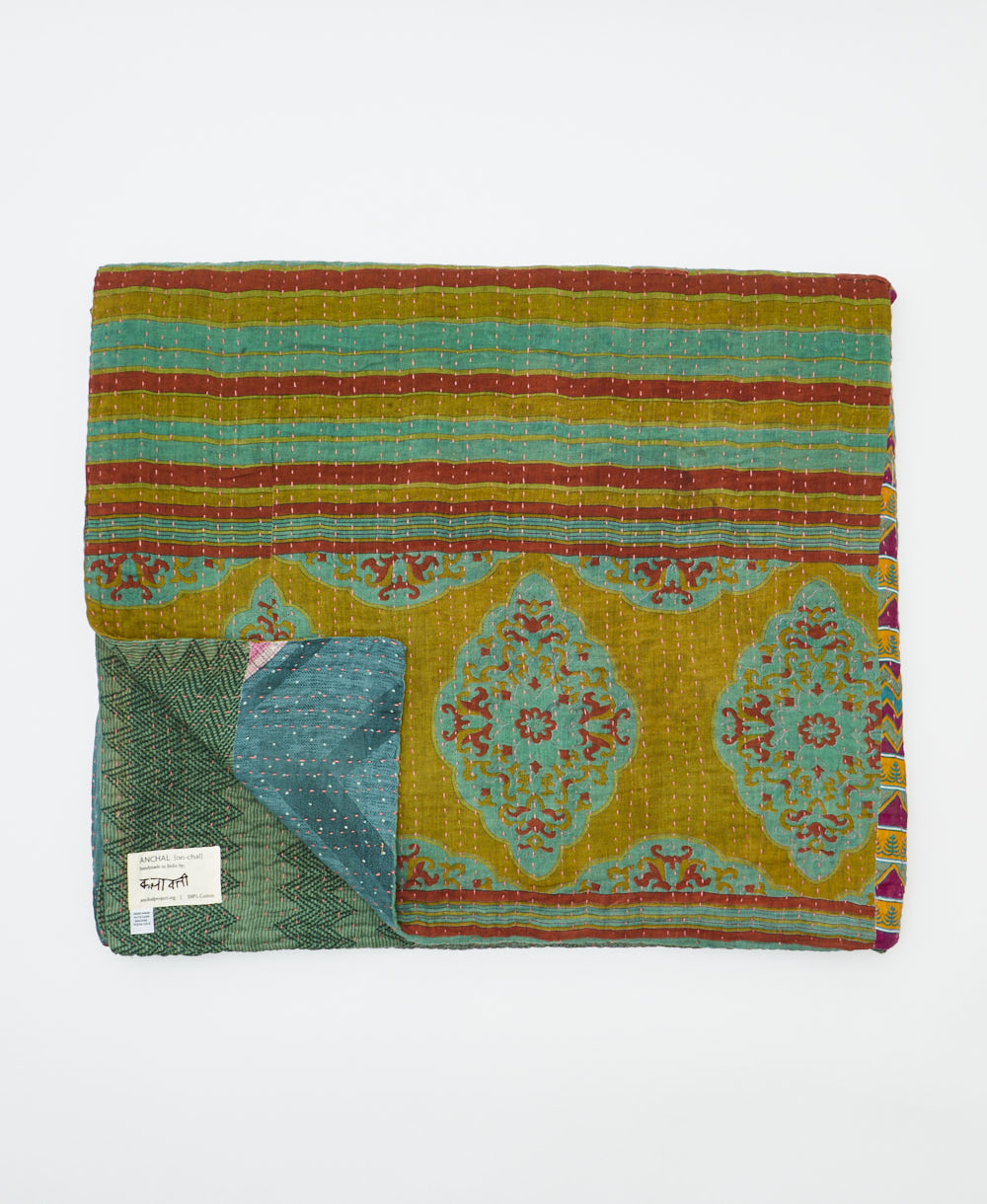 quilted throw in king size handmade in India by Anchal artisans