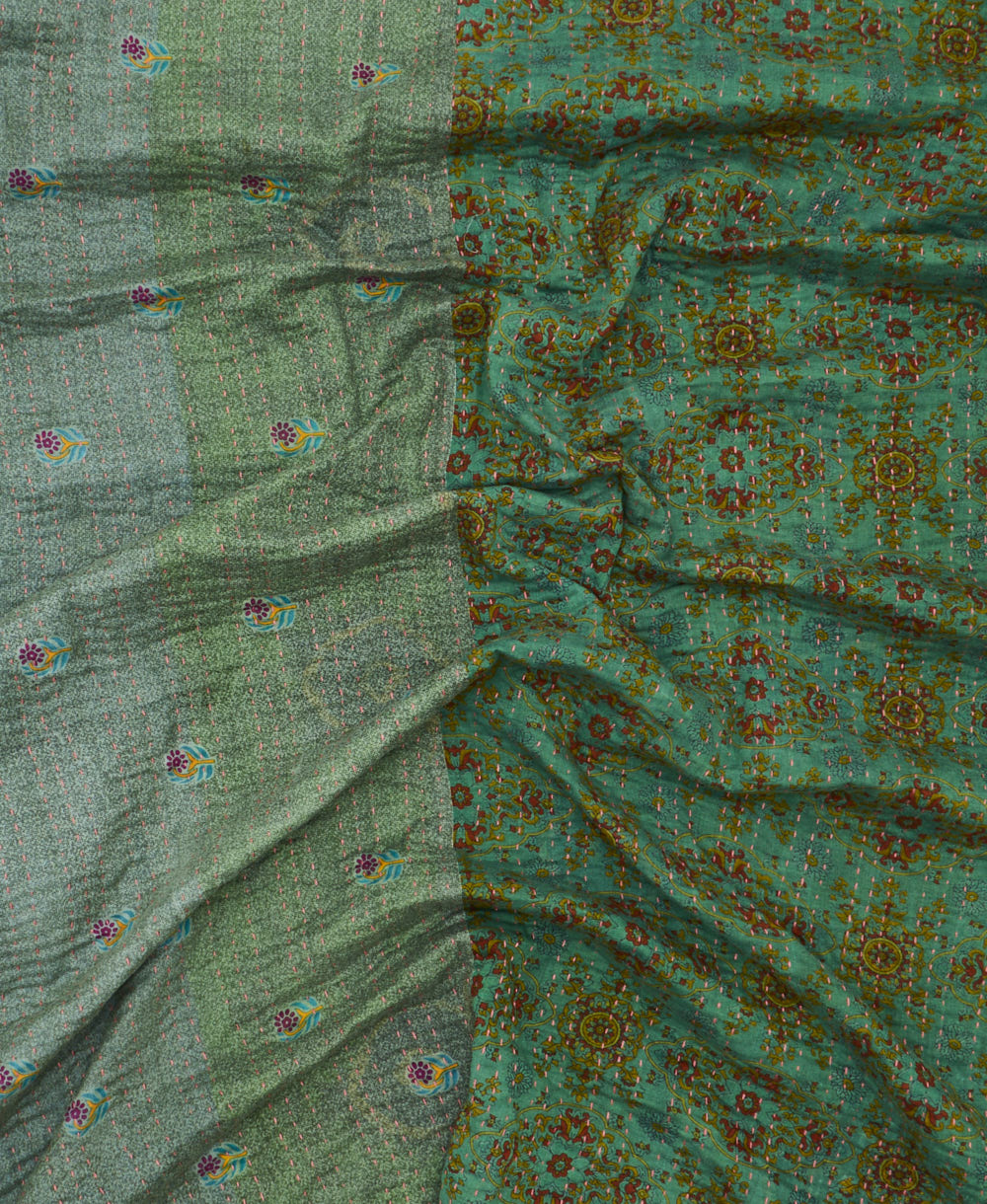 soft king kantha blanket made from upcycled vintage cotton saris