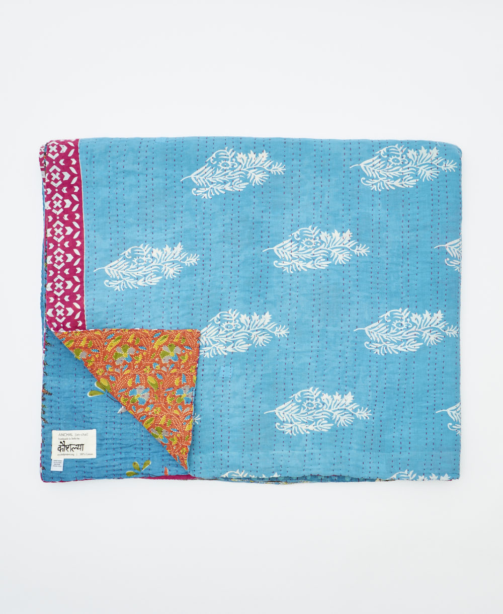 quilted throw in king size handmade in India by Anchal artisans