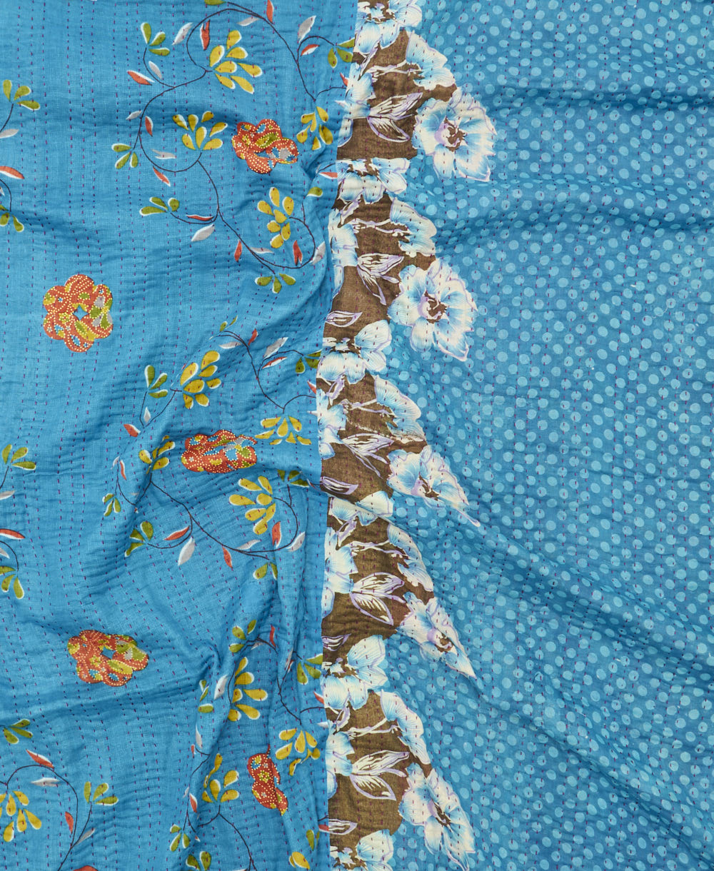 soft king kantha blanket made from upcycled vintage cotton saris
