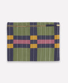 pine green and navy plaid padded and quilted laptop case handmade in India