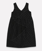 sustainable 100% organic cotton dress in black with white hand-embroidery