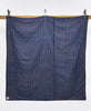 handmade organic cotton modern kantha quilt in navy blue and checkered design