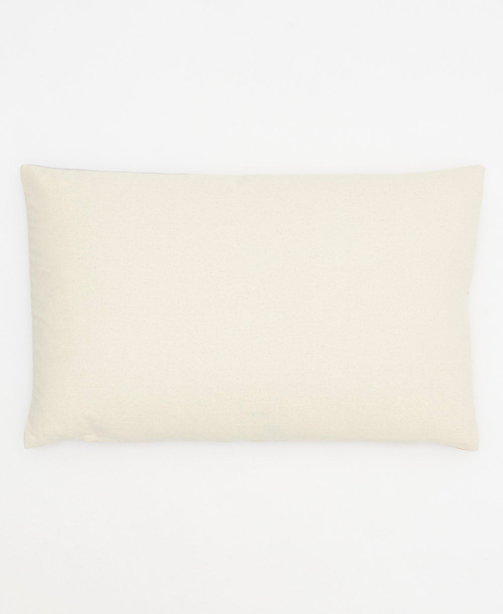 back of naari colorblock lumbar throw pillow in solid natural white with removable down feather insert