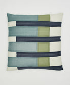 striped euro sham in blues and greens handmade from 100% organic cotton