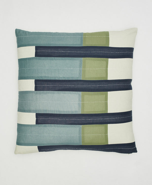 organic cotton colorblock modern euro sham with offset stripe pattern by Anchal