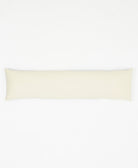 solid natural white back of offset stripe long lumbar pillow with ethical down feather pillow insert included