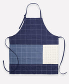 navy blue and slate blue bib apron with 3 large front pockets & adjustable ties