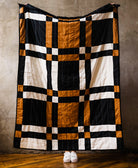 black white and camel plaid patchwork quilt by Anchal Project