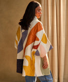 cocoon quilted jacket with colorful petal appliques made from 100% organic cotton