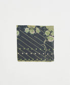 green and navy silk pocket square ethically made using upcycled floral vintage silk saris